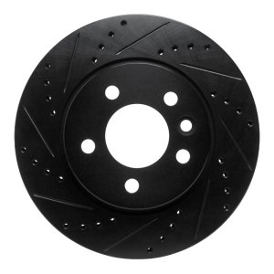 Volkswagen AMAROK Brake Rotor (1) - Front Left - R1 Concepts - Drilled & Slotted - Black - `10-`17